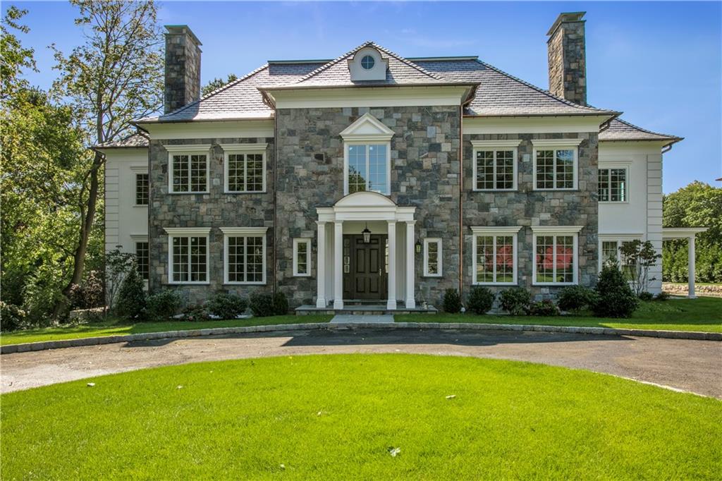 21 Griffen Avenue new construction home Scarsdale NY — Stone Colonial 9850 sq ft Long Island Sound views